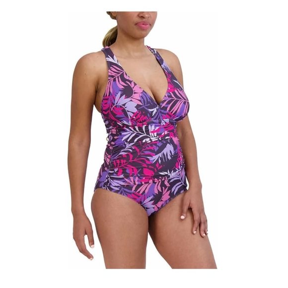 NWT Eddie Bauer Womens One Piece X Back Shaping Swimsuit Size Medium $65 4HLA9 - Picture 1 of 2